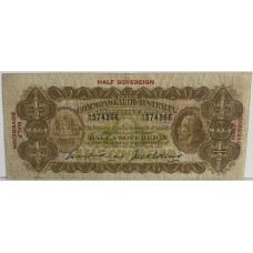 AUSTRALIA 1926 . TEN 10 SHILLINGS BANKNOTE . HALF SOVEREIGN